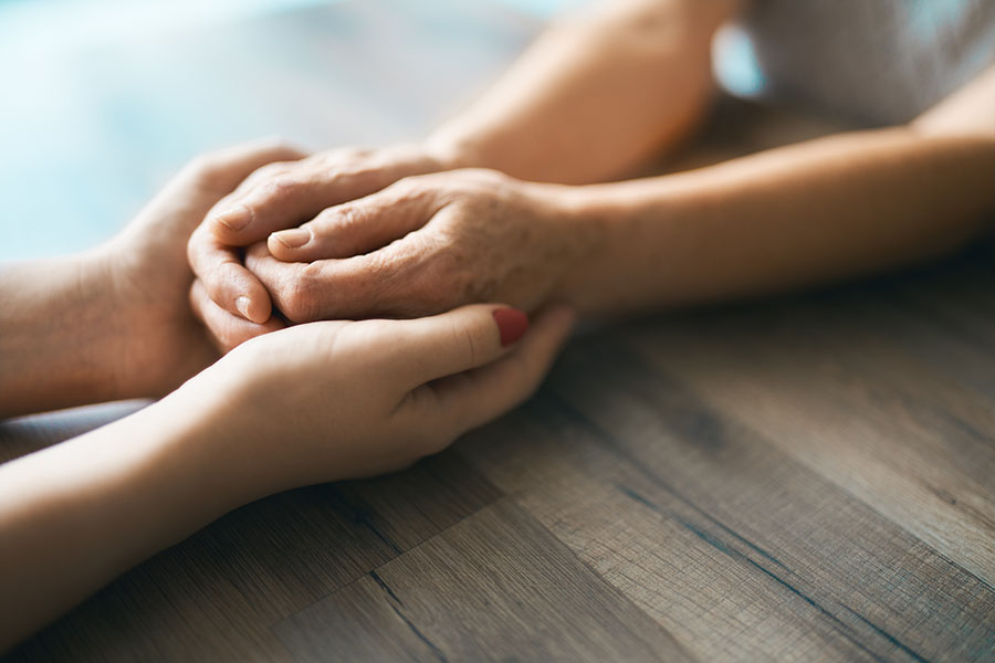 Hands in hands close up